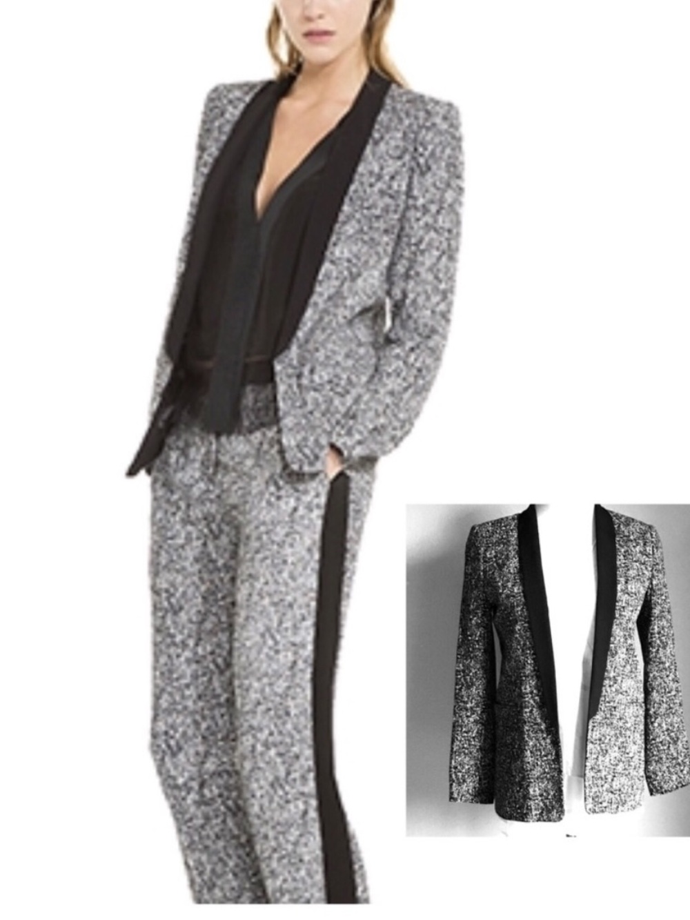 Sandro Paris Printed Evening Open Front Jacket    Blazer Size 40 US Medium